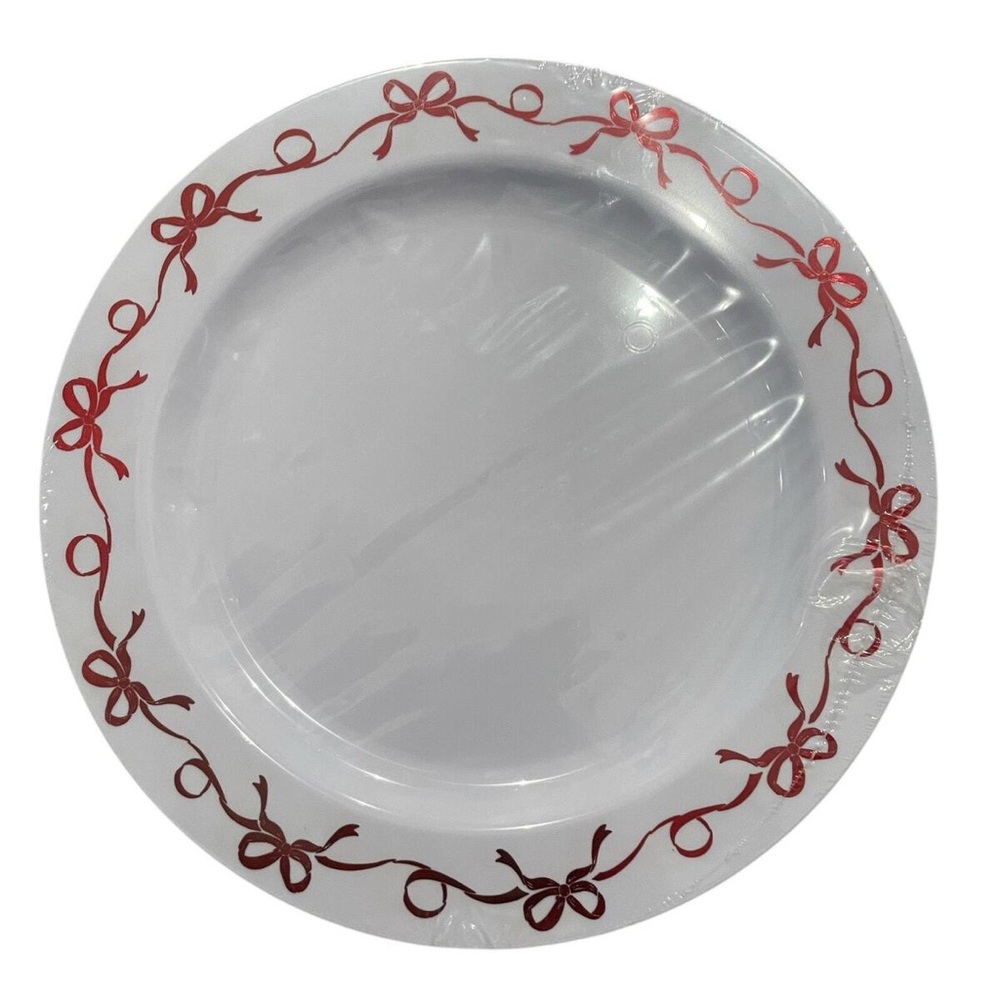 Shabby Chic - Pink Bow - Set of 12 Dinner Plates